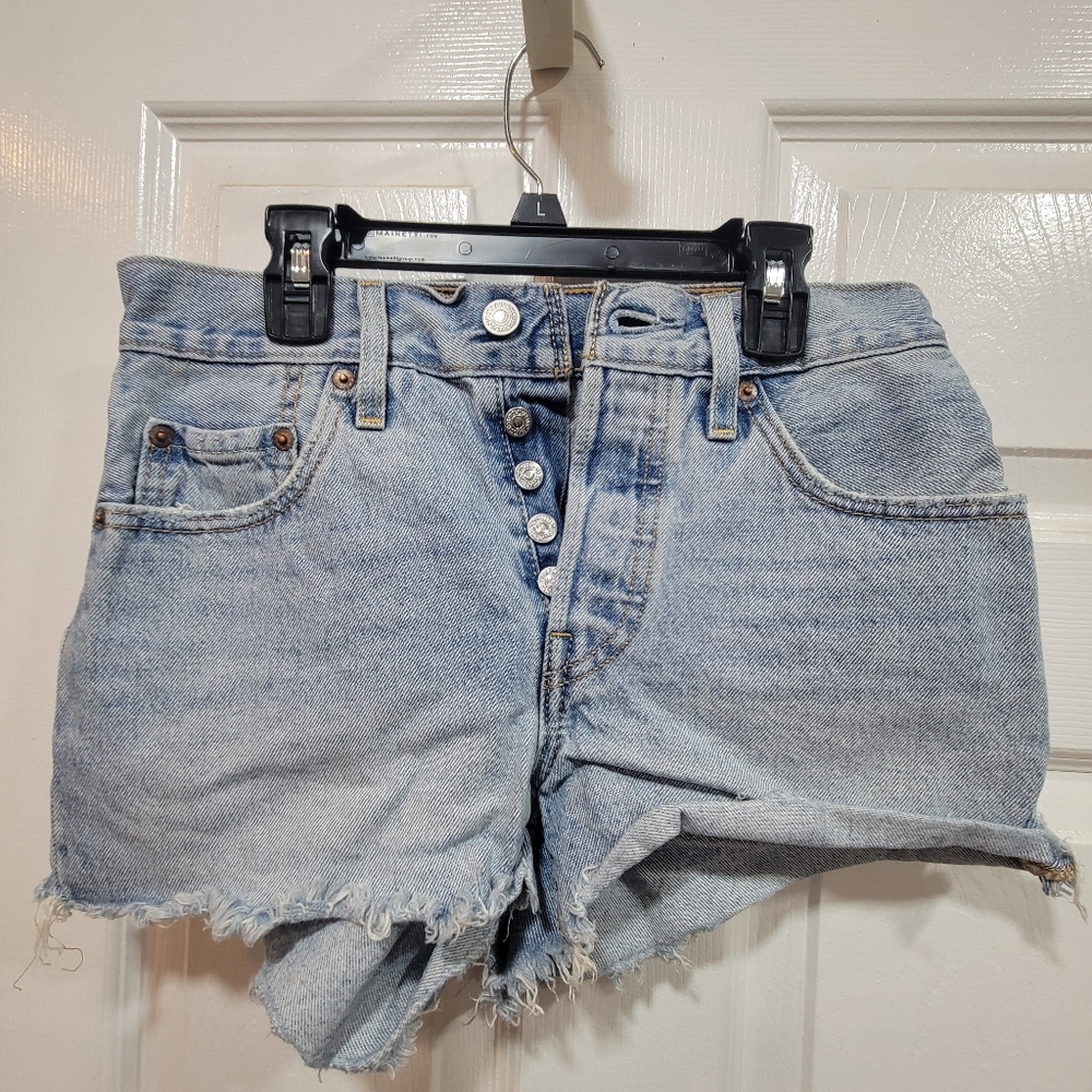 Light Wash Denim Women's Button-Fly Shorts, Women's 25